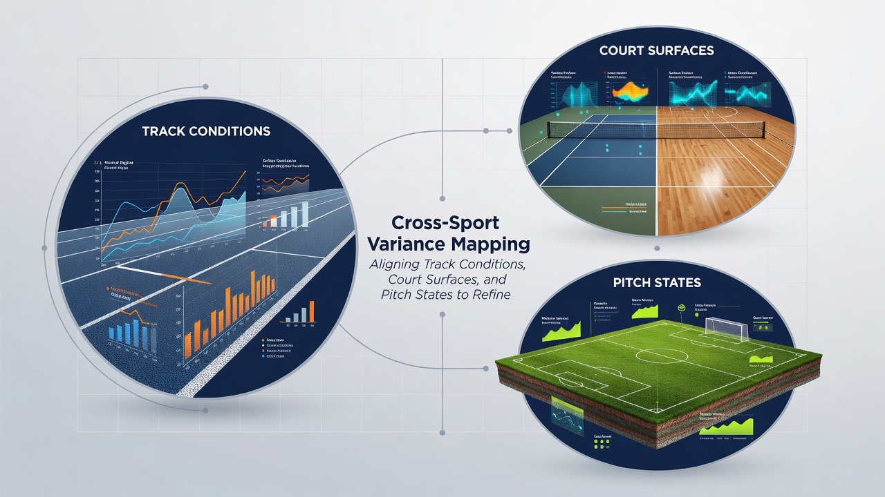 Data visualization comparing moisture, friction, and grass metrics across three sports for multi-event betting models