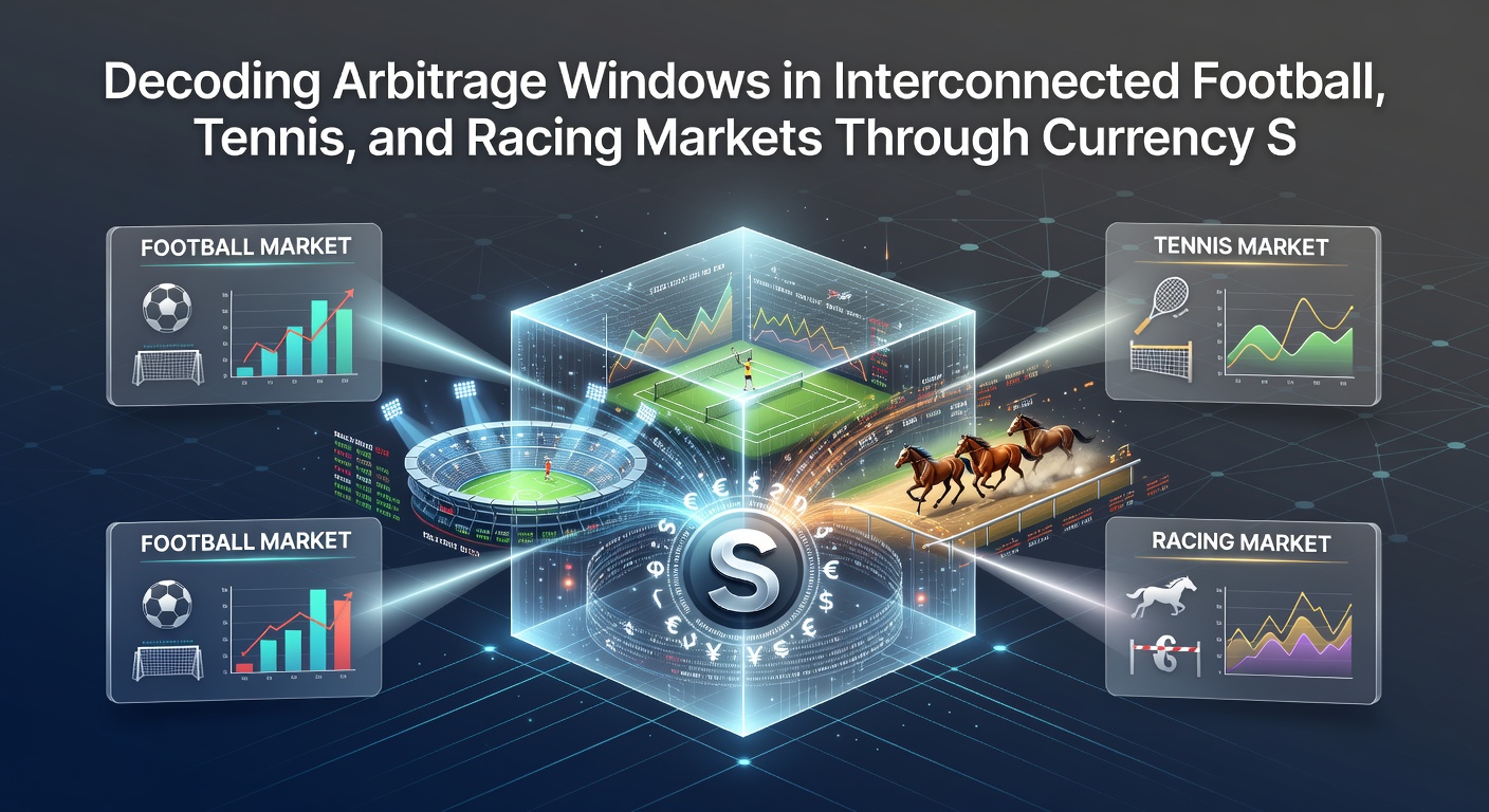 Split-screen display of live odds boards for football, tennis, and horse racing alongside real-time currency ticker