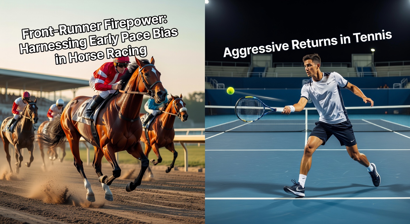 Tennis player aggressively returning serve deep into the opponent's court during a high-stakes match