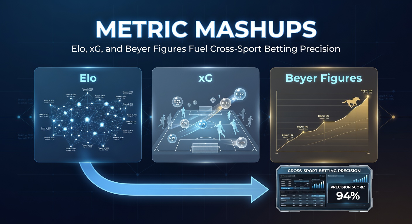 Graph overlay showing Elo ratings, xG timelines, and Beyer speed figures aligned for betting analysis across soccer, tennis, and horse racing