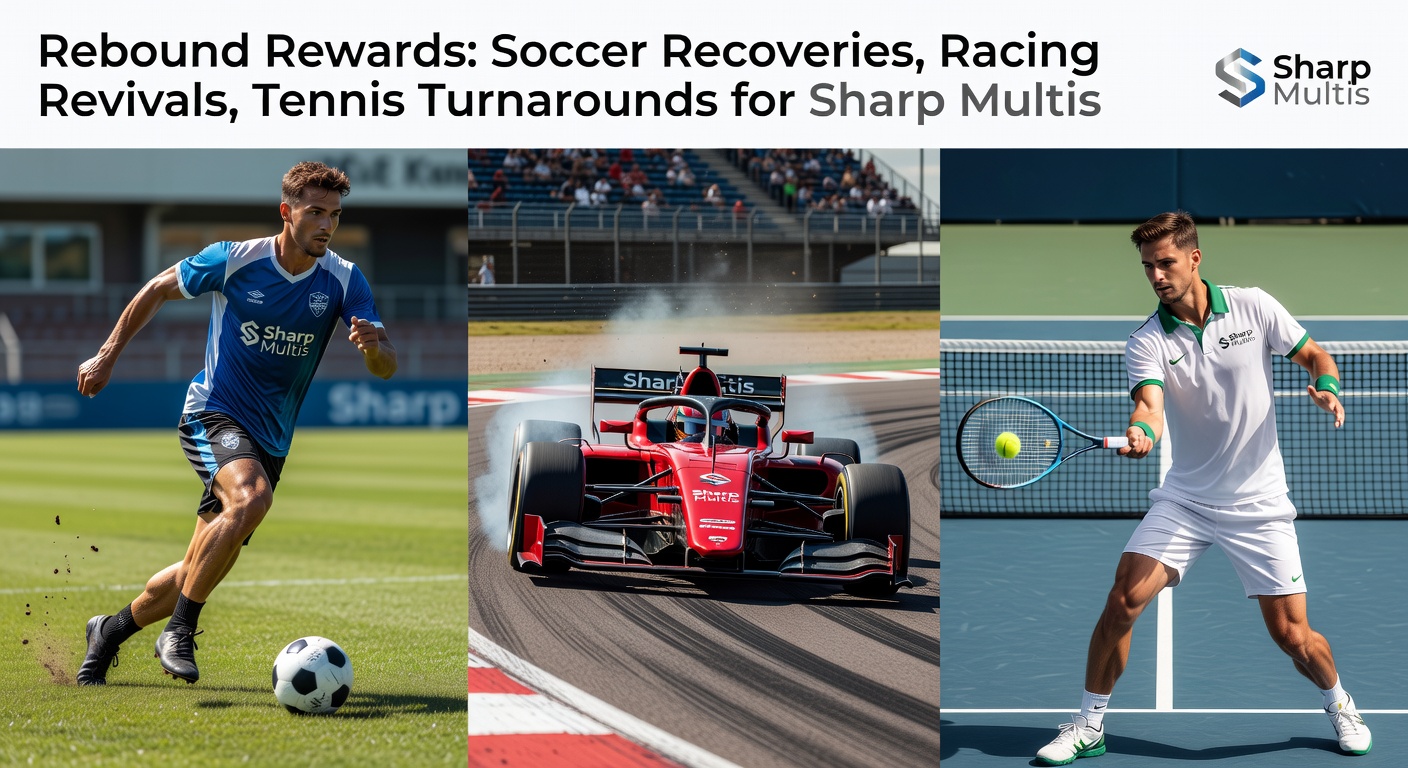 Close-up action shot of a horse overtaking leaders in a dramatic late rally during a turf sprint, with jockey urging it forward amid flying dirt