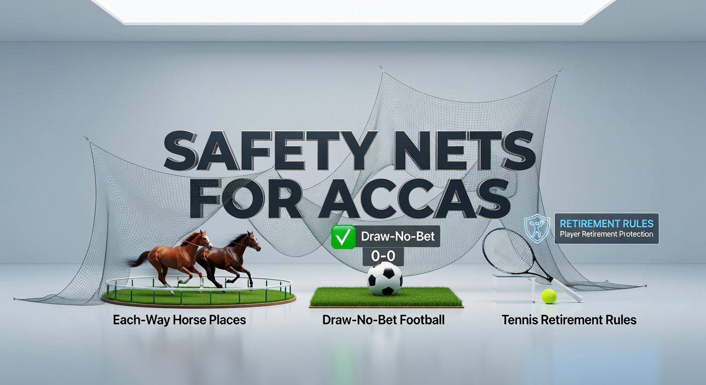 Horse racing each-way betting in action, with a football pitch and tennis court in the background illustrating multis