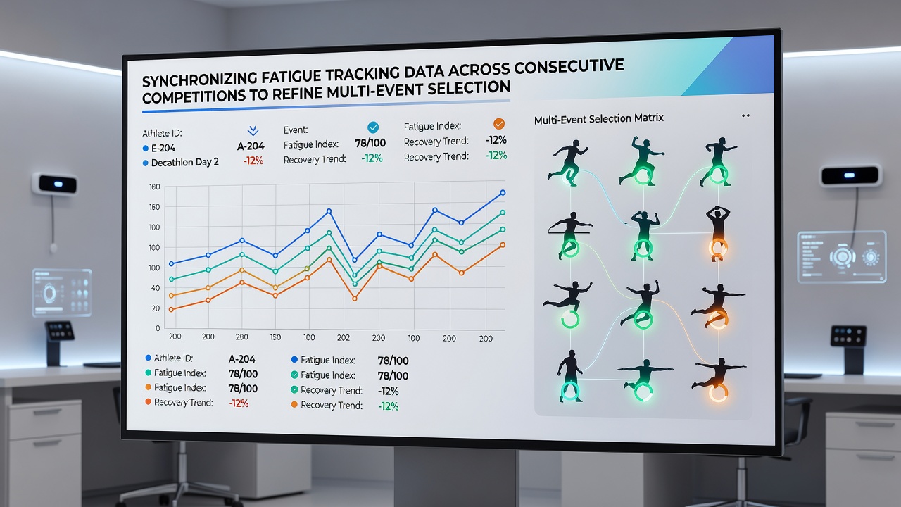 Dashboard display showing aligned fatigue curves from consecutive football matches, horse races and tennis tournaments