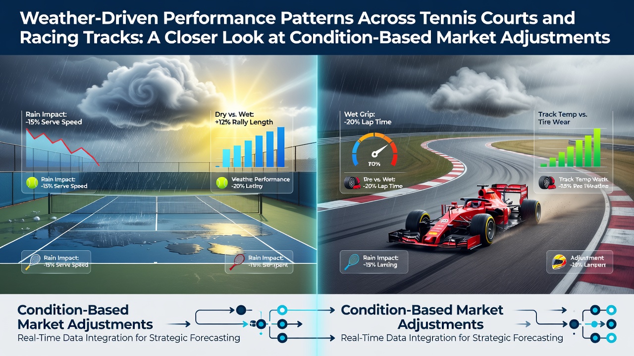 Tennis court surface responding to temperature and humidity shifts during competitive play